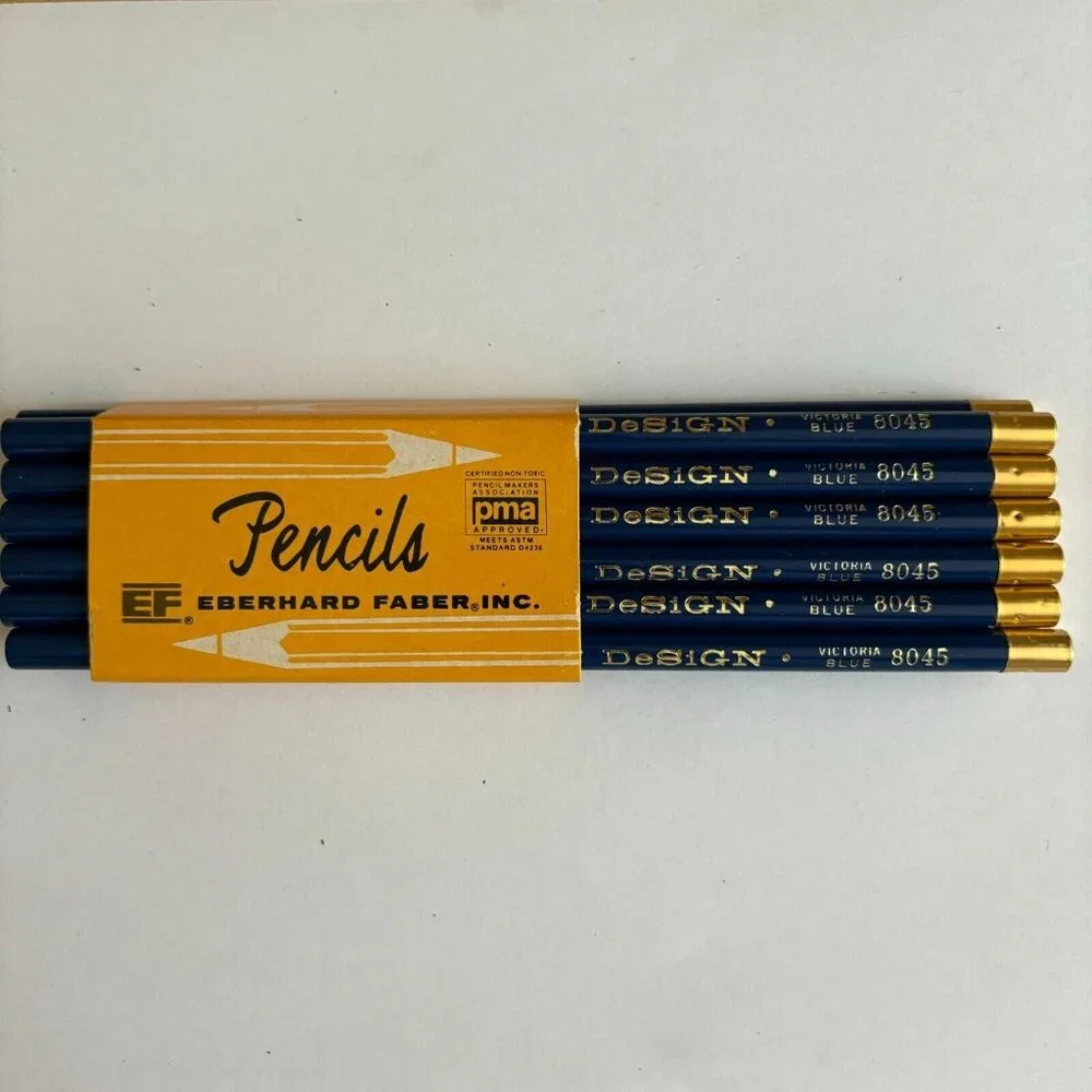 Vintage Eberhard Faber Design 12 Pack 3H Colored Pencils Victoria Blue 8045 NOS - Picture 1 of 4